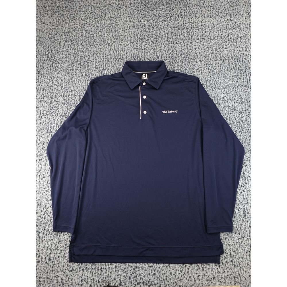 FootJoy Polo Shirt Mens XL Navy Blue Good Long Sleeve The‎ Ruberry Golf 26234